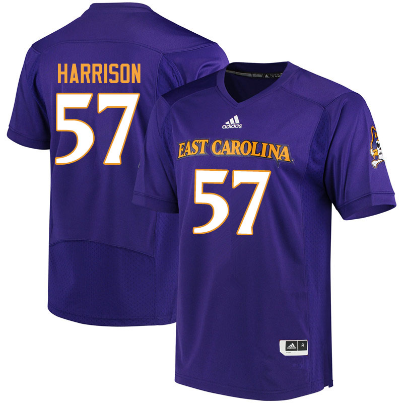 Men #57 Damani Harrison ECU Pirates College Football Jerseys Sale-Purple